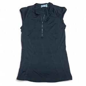 Athleta Pacifica UPF Tank 2 Womens Small Black Rash Guard Quarter Zip w/ Pocket